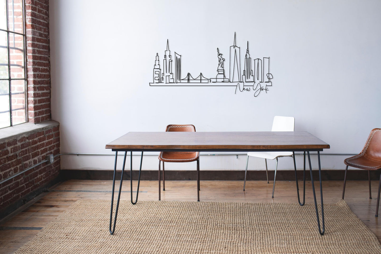 NYC Skyline Metal Art, Modern Line Art Décor, New York City Silhouette, Metal Wall Art, Single Line Art - BlackIvyCraft