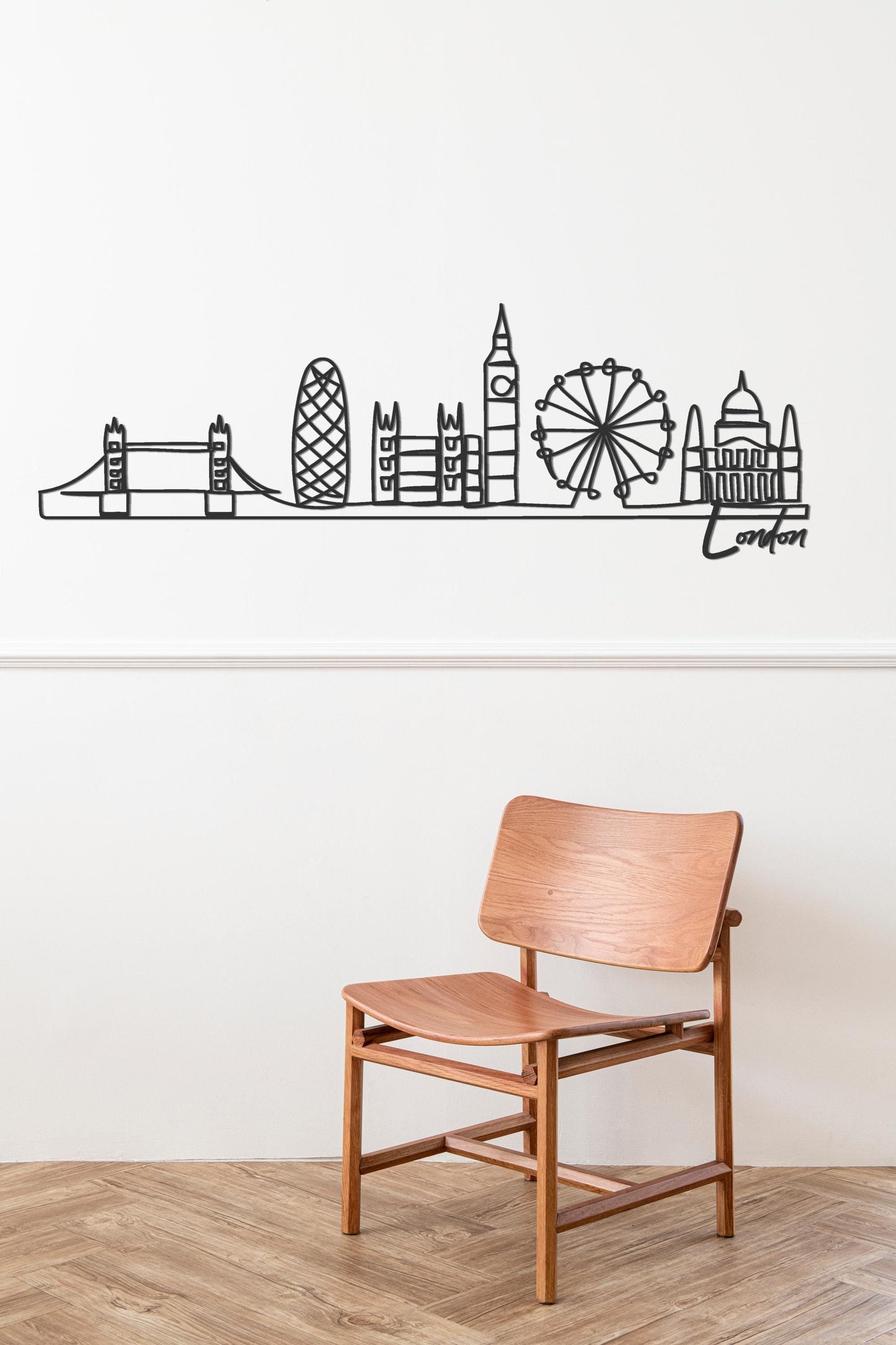 London Skyline Metal Art, Modern Line Art Décor, London Silhouette, Metal Wall Art, Gift for London Lover, Architecture Office Decor - BlackIvyCraft