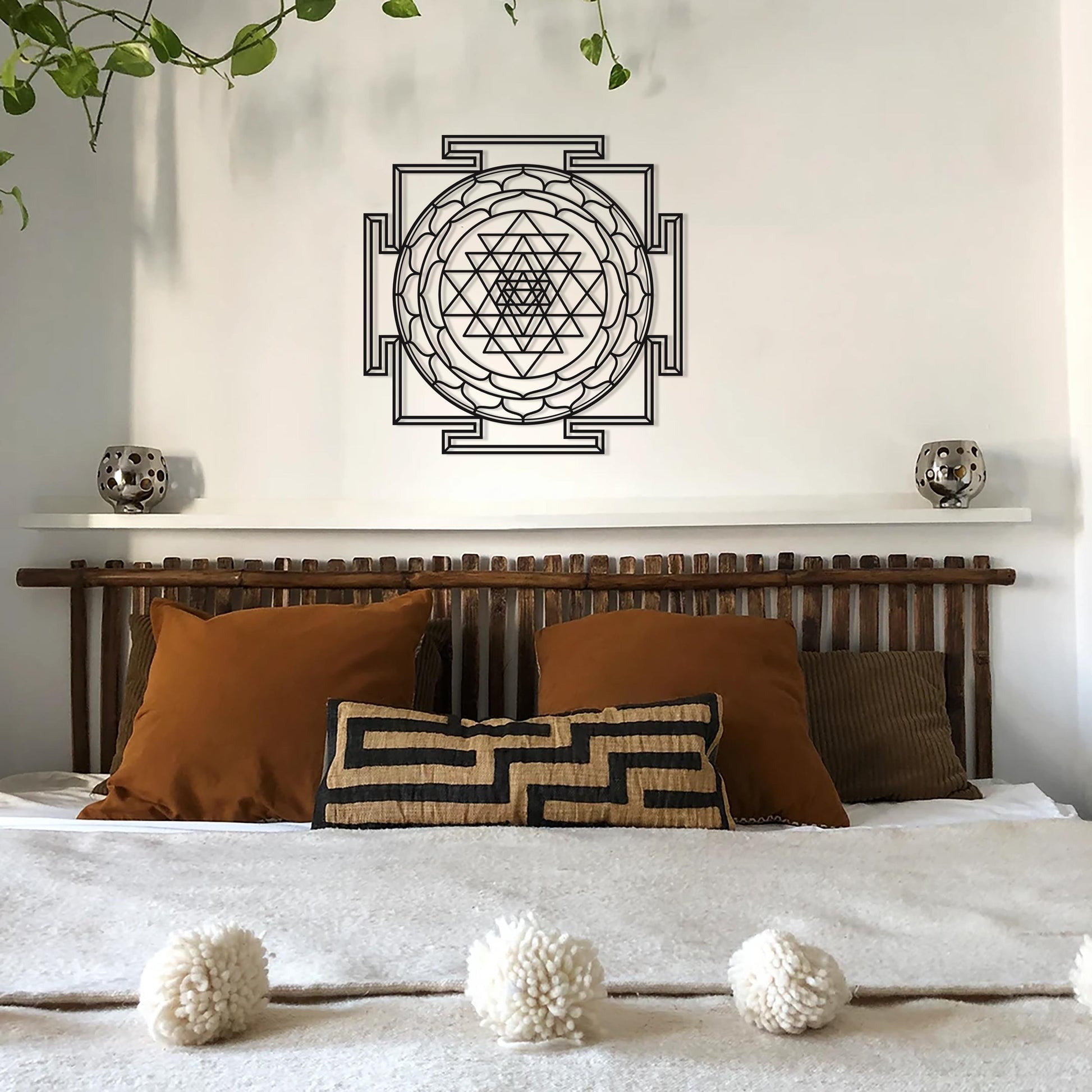 Sri Yantra Gold Wall Decor, Luxury Metal Wall Art, Yoga Studio Decor, Sacred Geometry Decor - BlackIvyCraft