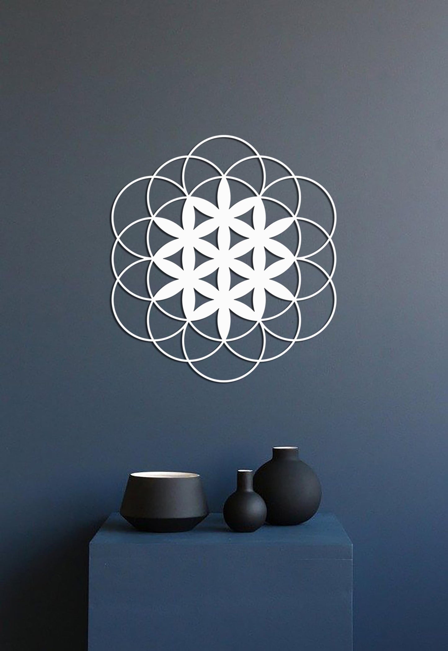 Flower of Life Metal Art, Sacred Geometry Wall Decor, Yoga Instructor Gift, Gold Metal Wall Art - BlackIvyCraft