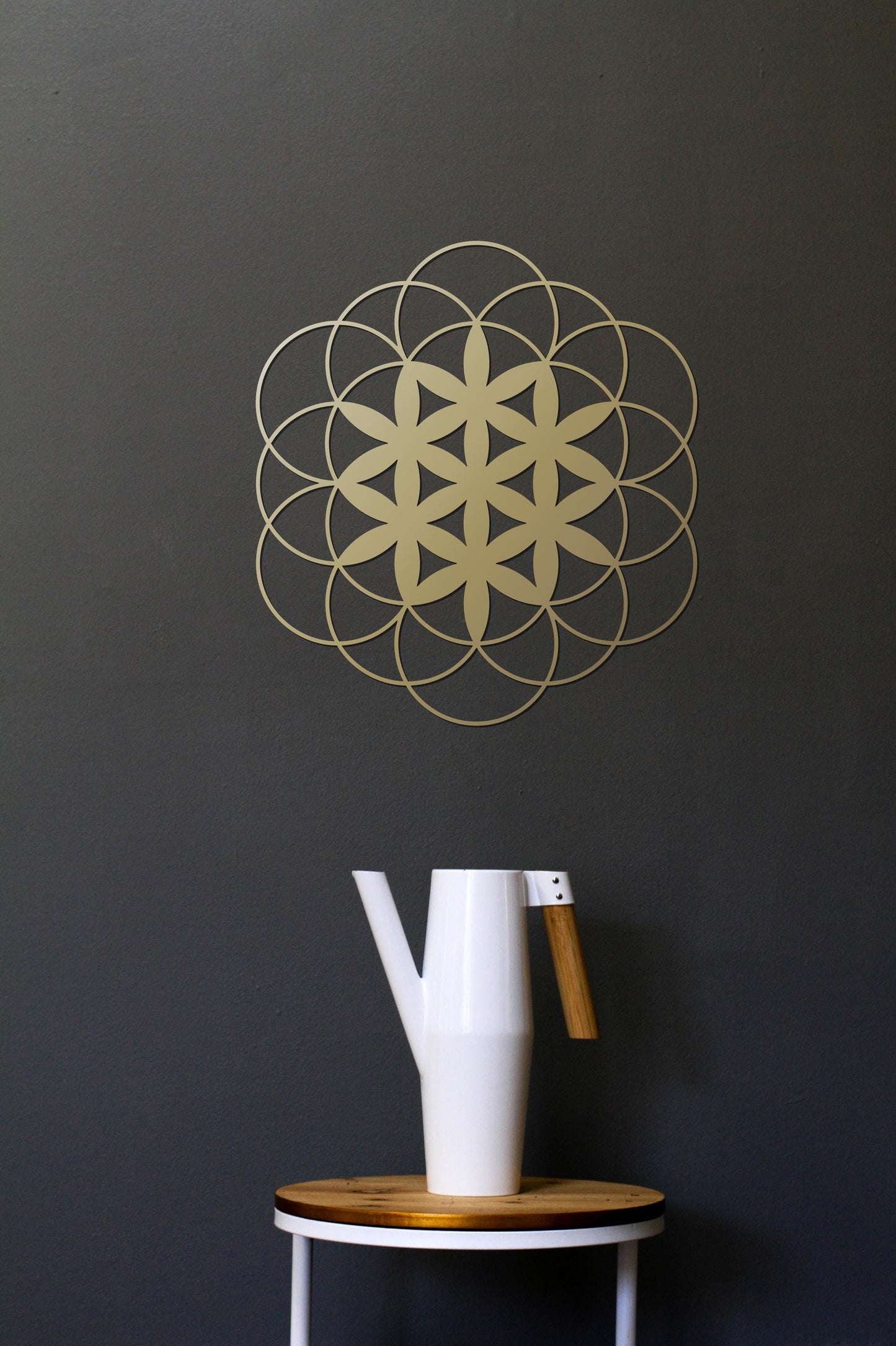 Flower of Life Metal Art, Sacred Geometry Wall Decor, Yoga Instructor Gift, Gold Metal Wall Art - BlackIvyCraft