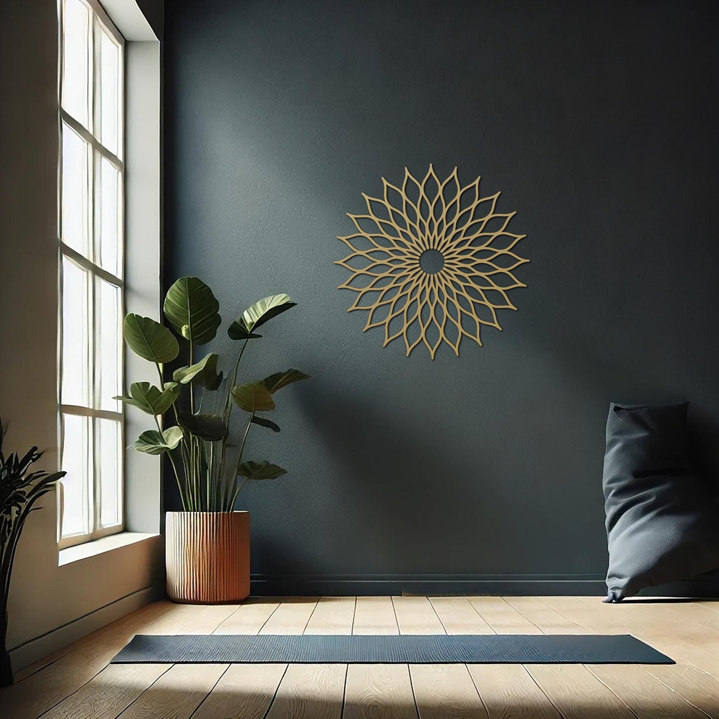 Sacred Geometry Metal Art, Gold Metal Wall Art, Yoga Studio Decor, Modern Mandala Wall Art - BlackIvyCraft