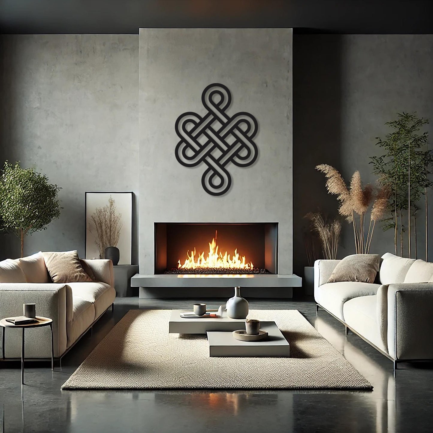 Endless Knot Metal Art, Feng Shui Decor, Longevity Gift, Health Sign, Tibetan Knot Decor, Sacred Geometry Wall Art - BlackIvyCraft