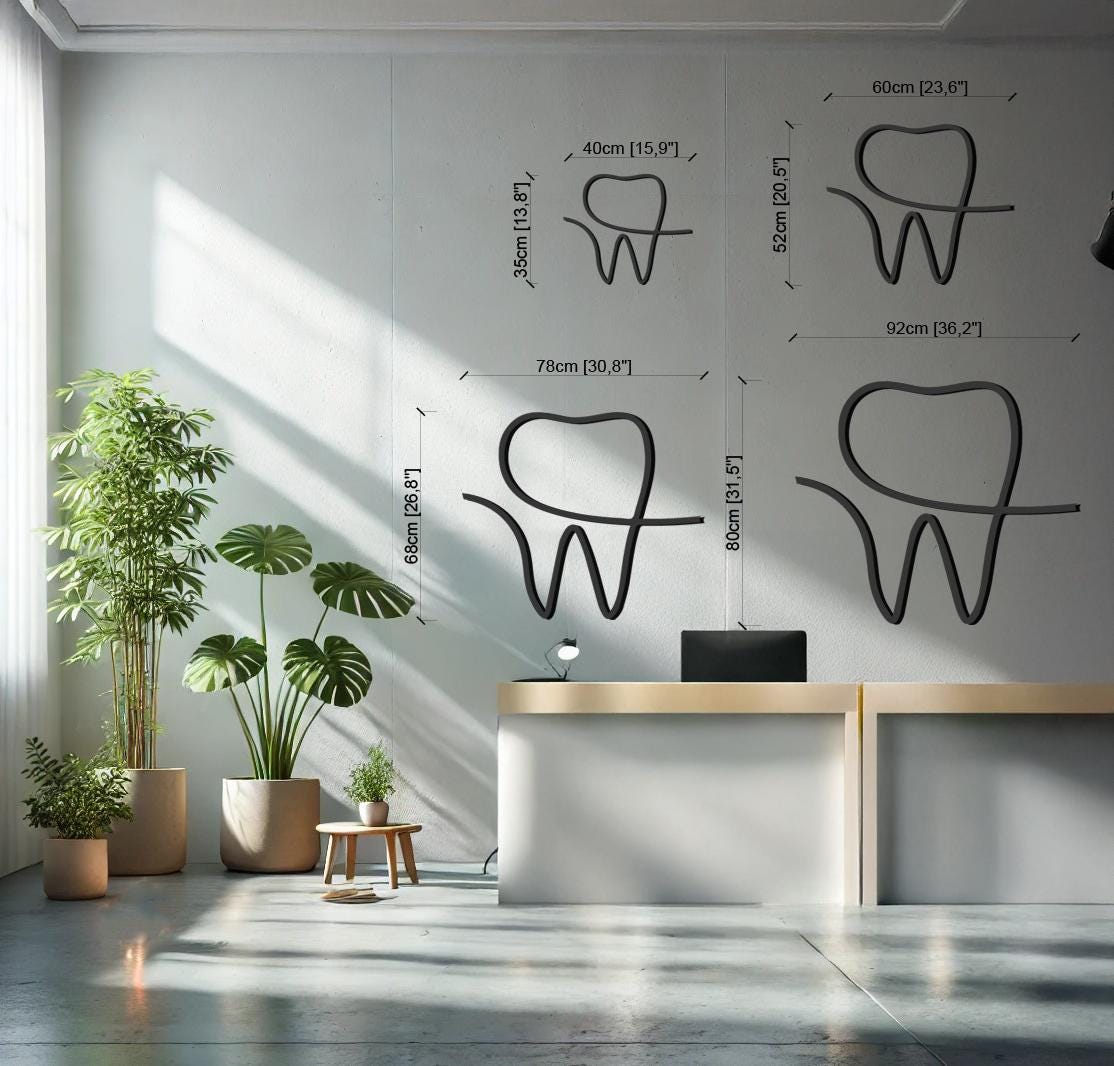 Dentist Metal Wall Art, Tooth Metal Art, Dental Office Wall Decor, Modern Dentist Decor, Unique Dental Clinic Wall Art - BlackIvyCraft