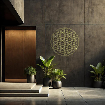 Flower of Life Metal Art, Sacred Geometry Wall Decor, Spiritual Wall Art, Gold Wall Decor, Yoga Studio Decor - BlackIvyCraft
