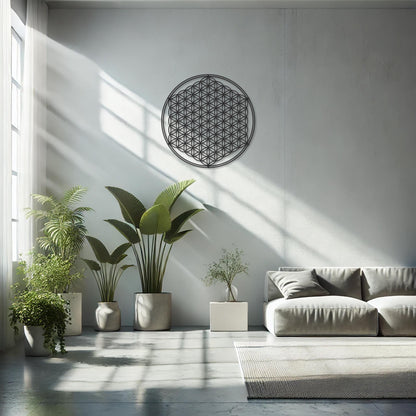 Flower of Life Metal Art, Sacred Geometry Wall Decor, Spiritual Wall Art, Gold Wall Decor, Yoga Studio Decor - BlackIvyCraft