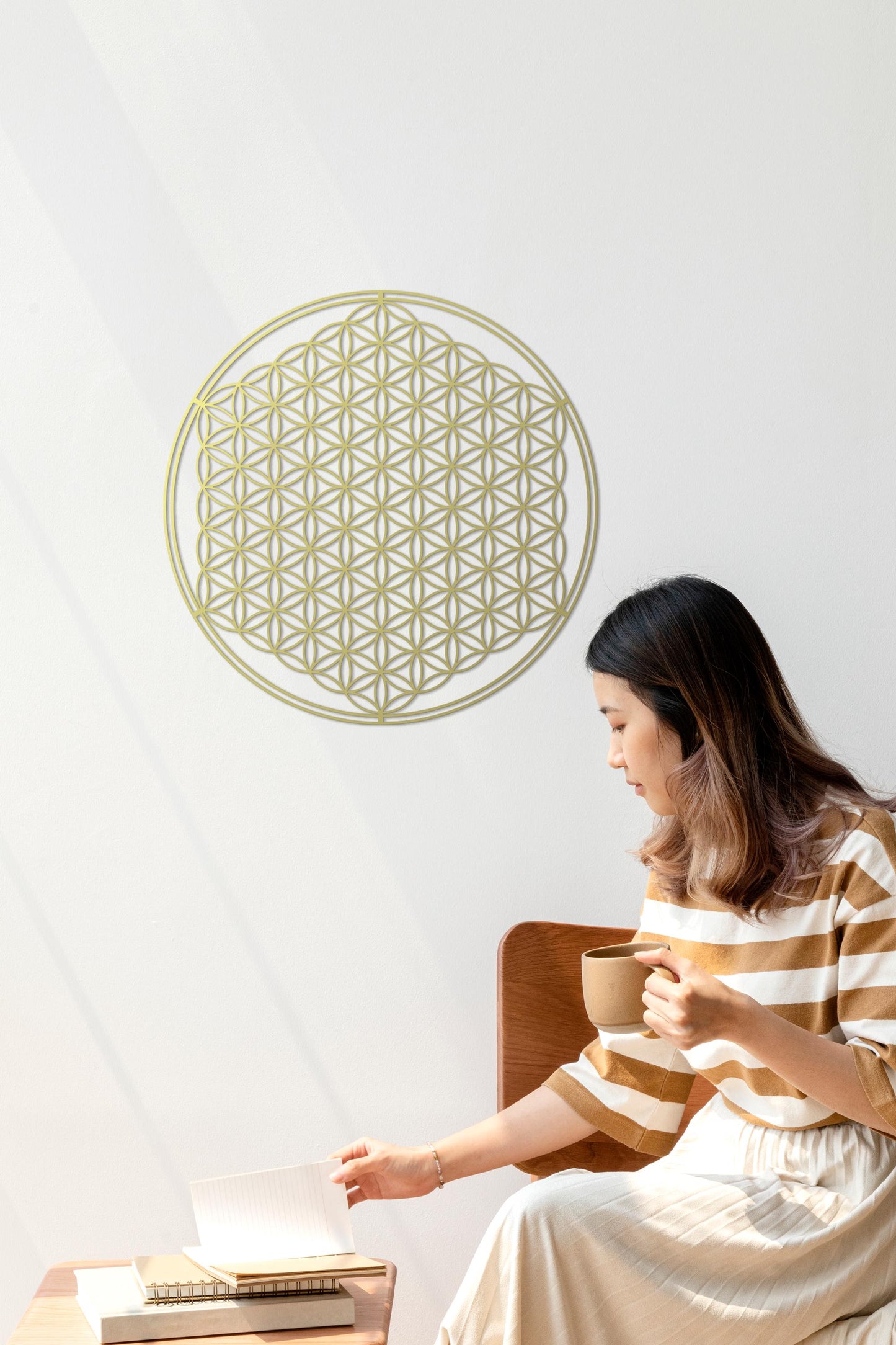 Flower of Life Metal Art, Sacred Geometry Wall Decor, Spiritual Wall Art, Gold Wall Decor, Yoga Studio Decor - BlackIvyCraft