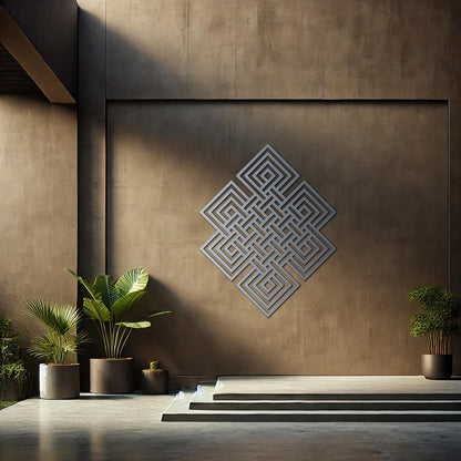 Endless Knot Metal Wall Art, Gold Sacred Geometry Art, Buddhism Decor, Shrivasta Amulet Decor, Luxury Art, Tibetan Knot Decor - BlackIvyCraft