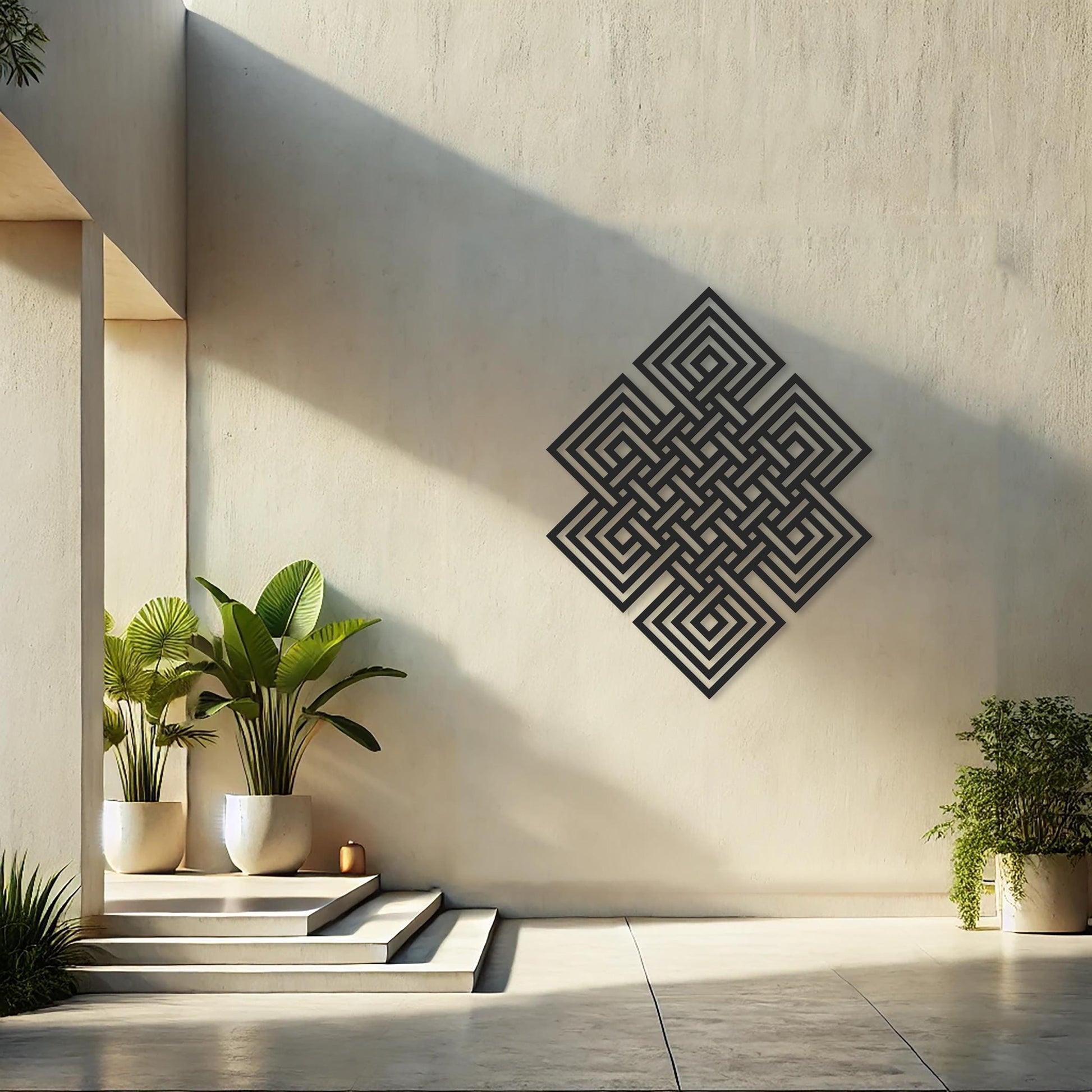 Endless Knot Metal Wall Art, Gold Sacred Geometry Art, Buddhism Decor, Shrivasta Amulet Decor, Luxury Art, Tibetan Knot Decor - BlackIvyCraft