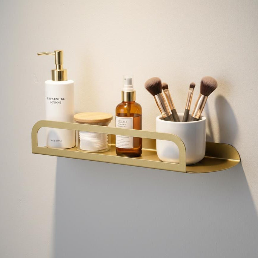 Minimal Bathroom Shelf, Modern Metal Wall Shelf - BlackIvyCraft