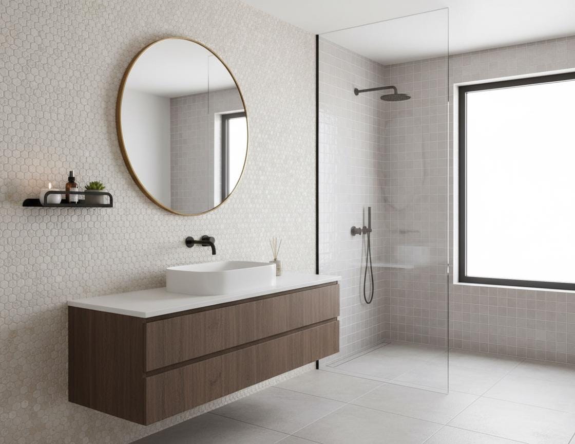 Minimal Bathroom Shelf, Modern Metal Wall Shelf - BlackIvyCraft