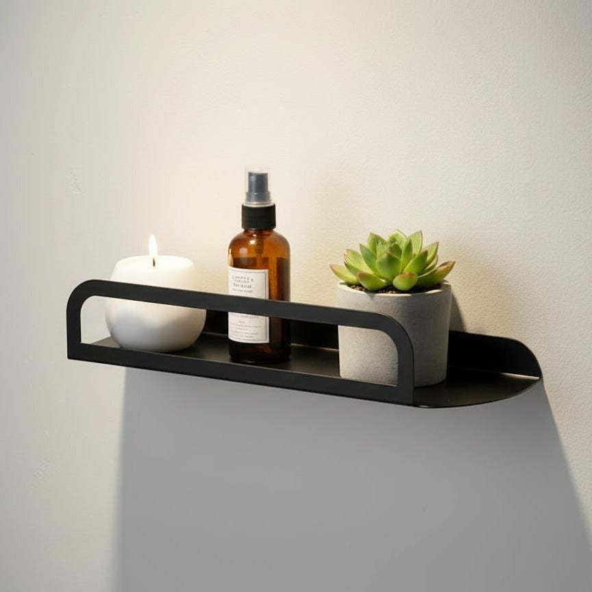 Minimal Bathroom Shelf, Modern Metal Wall Shelf - BlackIvyCraft