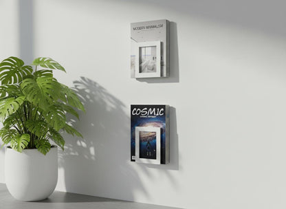 Metal Wall Mount Magazine Holder, Modern Bookshelf, Vinyl Record Storage, Brochure Display Rack - BlackIvyCraft