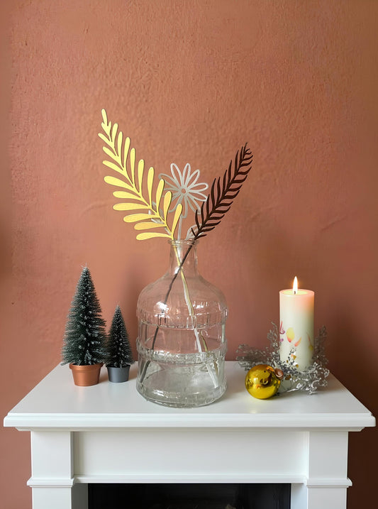Metal Flower Stems Set – Christmas Table Decor Gift - BlackIvyCraft