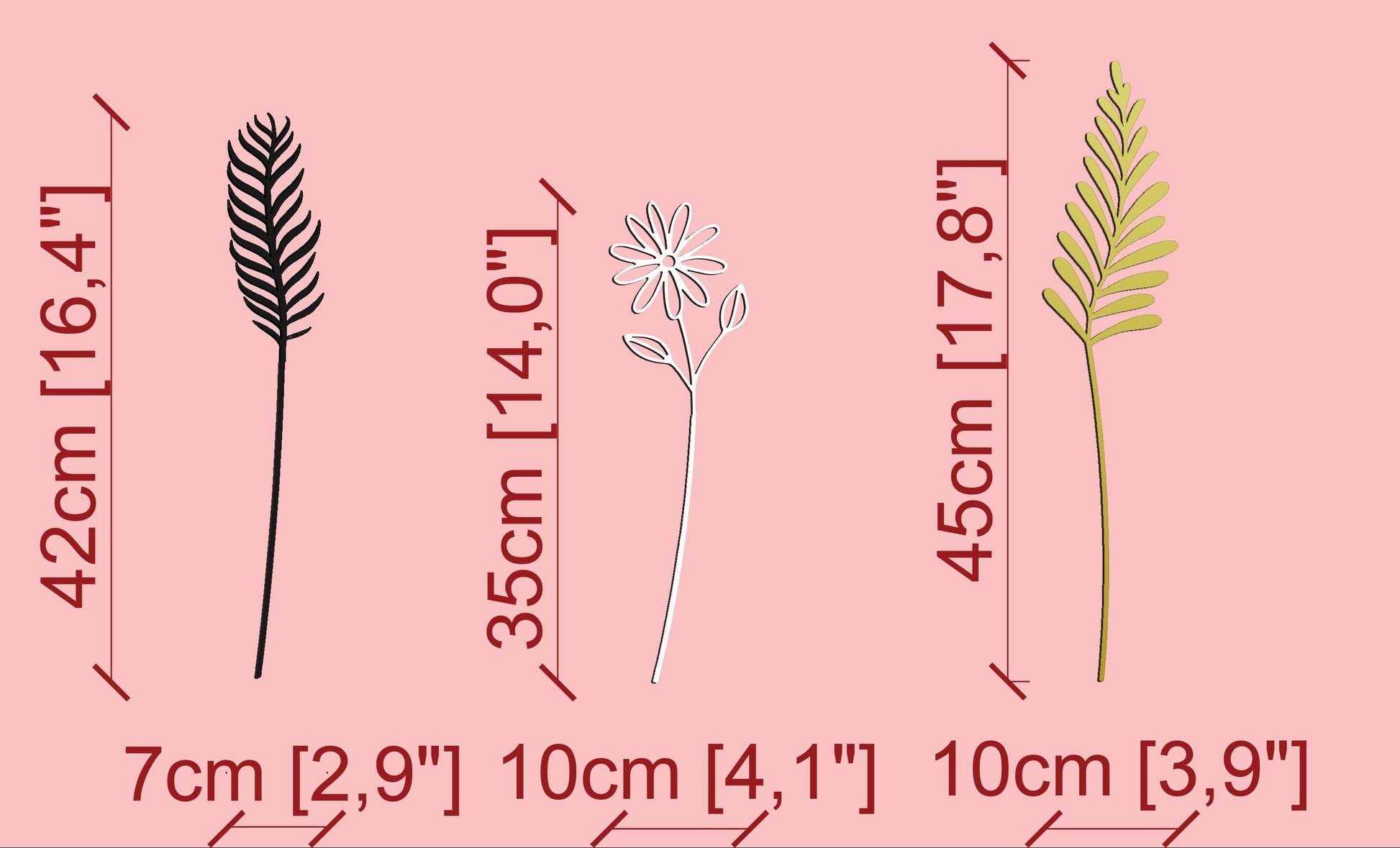 Metal Flower Stems Set – Christmas Table Decor Gift - BlackIvyCraft