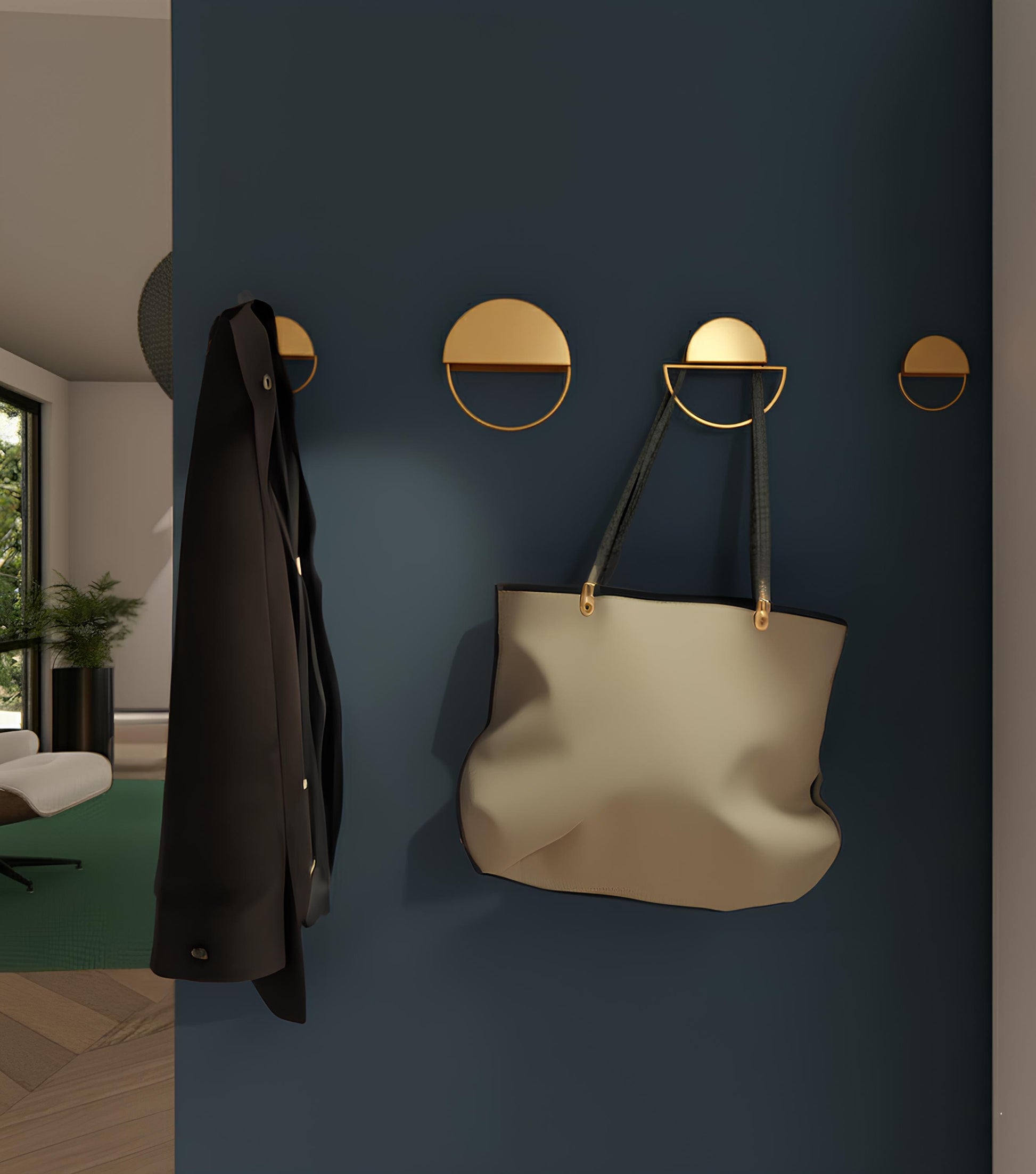 Modern Metal Wall Rack: Minimal Gold Coat Hooks, Accessory Rack - BlackIvyCraft