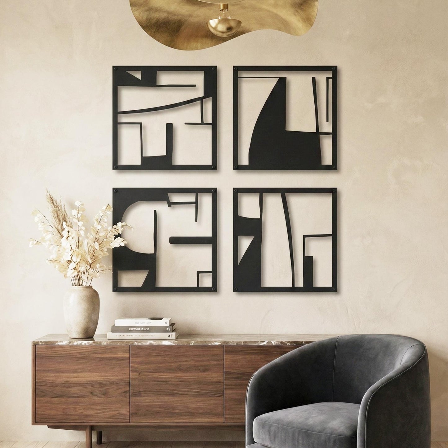 Luxury Abstract Metal Wall Art Set - Modern Decor for Hotel Lobbies, Offices & High-End Interiors - BlackIvyCraft