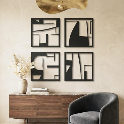 Luxury Abstract Metal Wall Art Set - Modern Decor for Hotel Lobbies, Offices & High-End Interiors - BlackIvyCraft