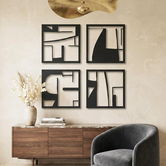 Luxury Abstract Metal Wall Art Set - Modern Decor for Hotel Lobbies, Offices & High-End Interiors - BlackIvyCraft
