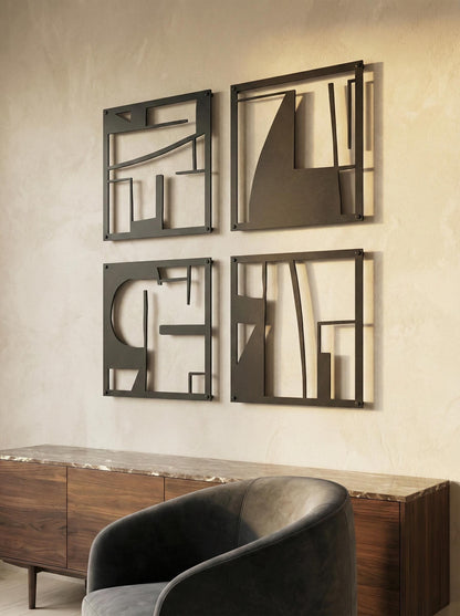 Luxury Abstract Metal Wall Art Set - Modern Decor for Hotel Lobbies, Offices & High-End Interiors - BlackIvyCraft