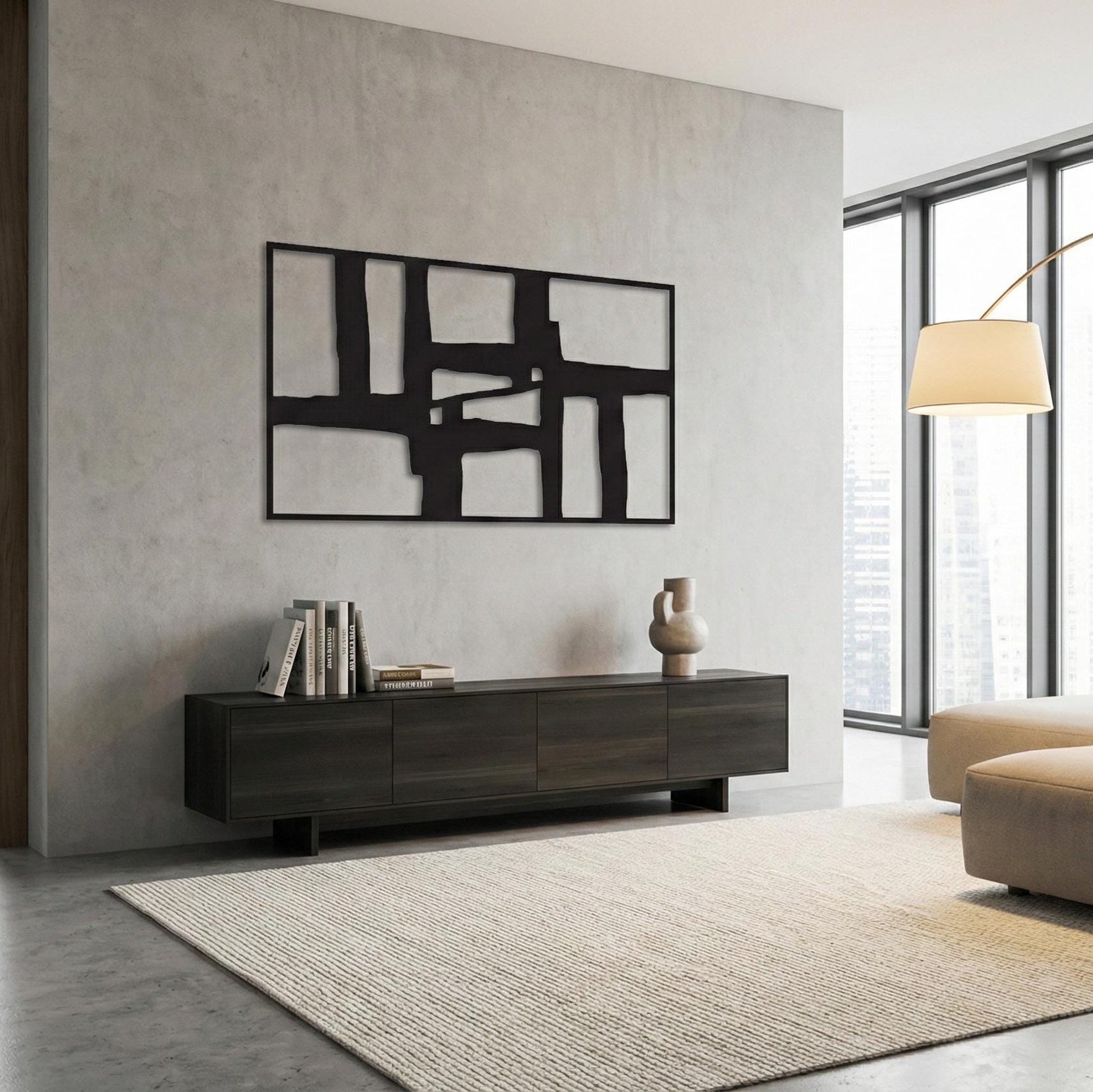 Modern Abstract Metal Wall Art | Luxury Horizontal Decor - BlackIvyCraft