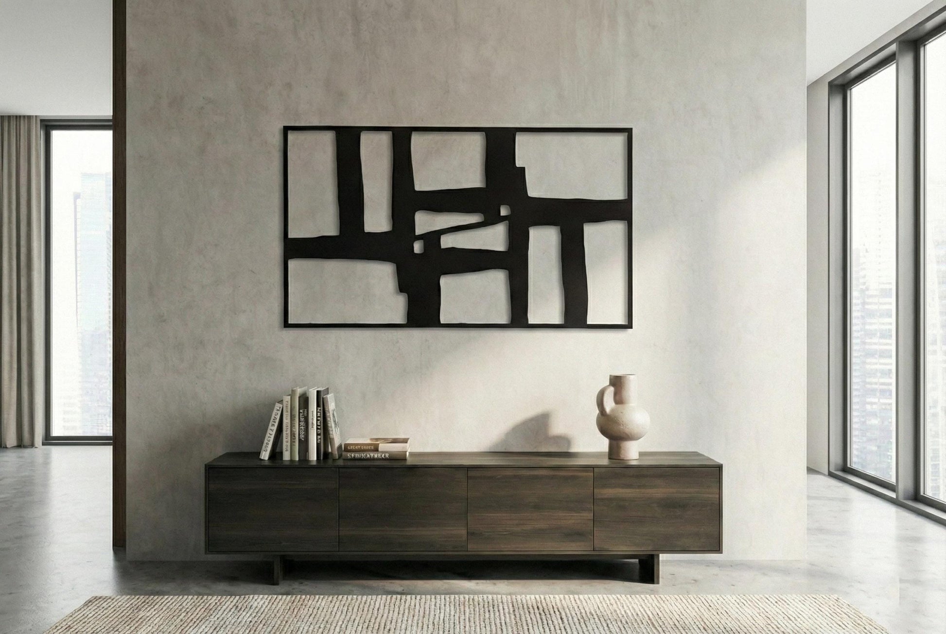 Modern Abstract Metal Wall Art | Luxury Horizontal Decor - BlackIvyCraft