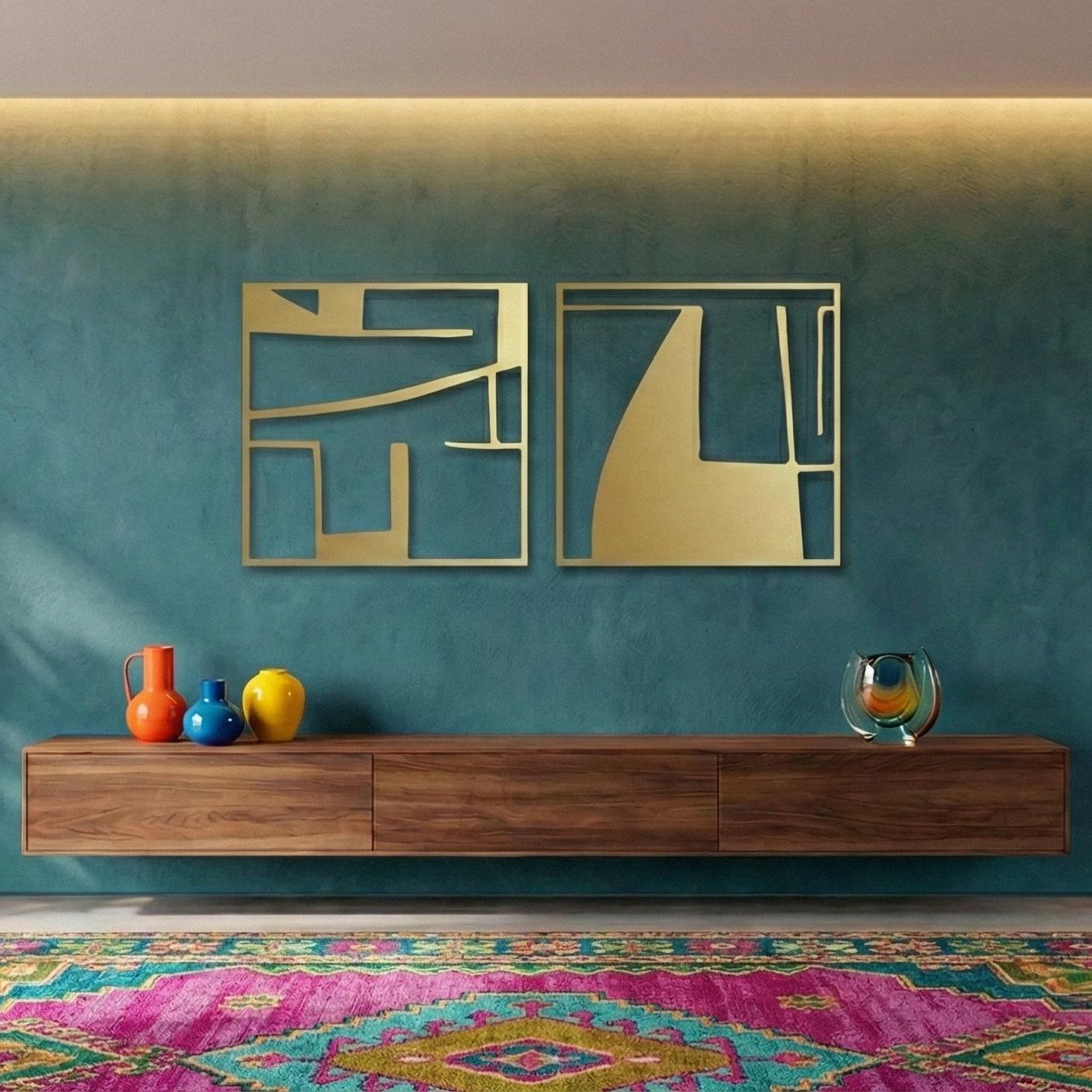 Luxury Abstract Metal Wall Art Set - Modern Decor for Hotel Lobbies, Offices & High-End Interiors - BlackIvyCraft