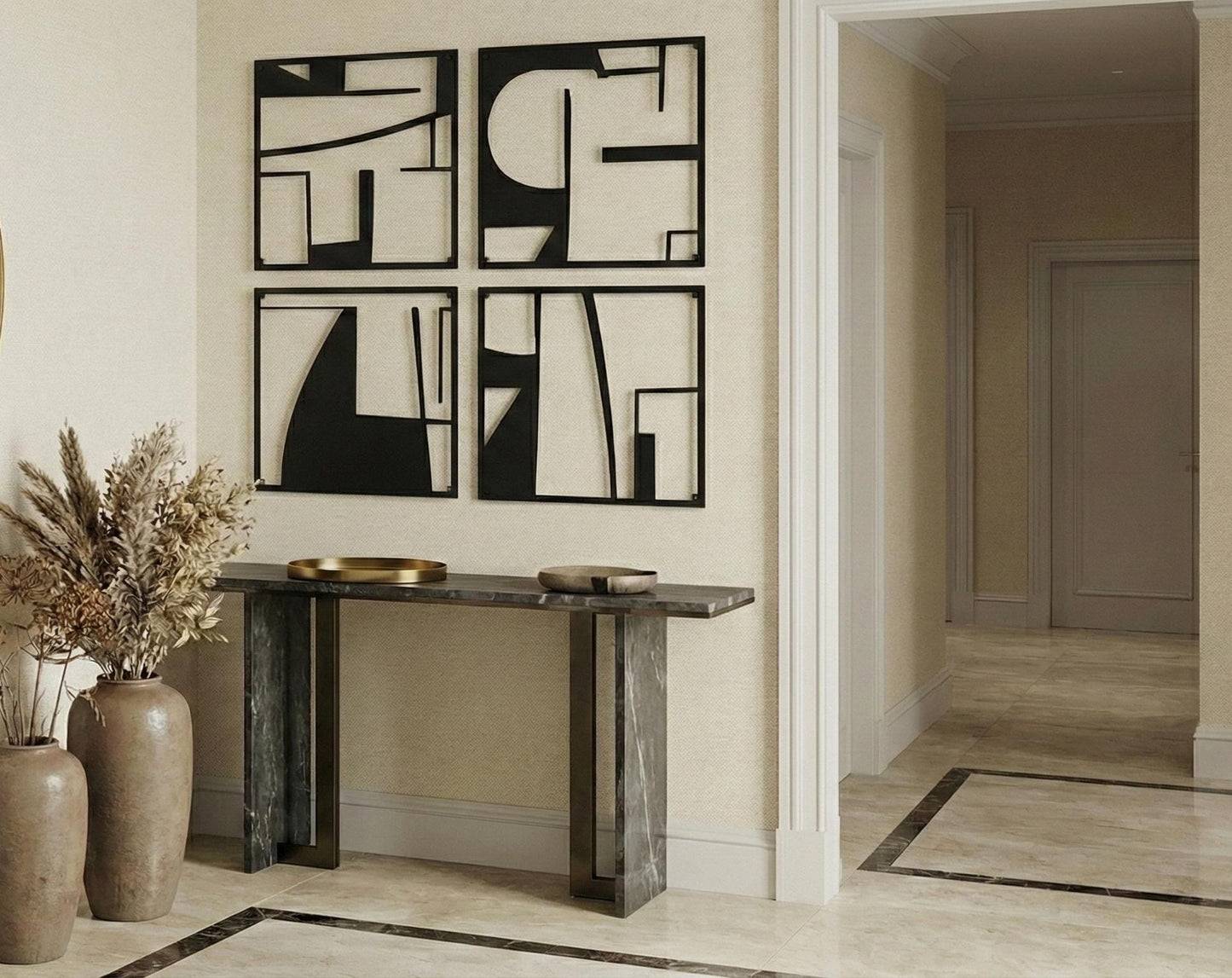Luxury Abstract Metal Wall Art Set - Modern Decor for Hotel Lobbies, Offices & High-End Interiors - BlackIvyCraft