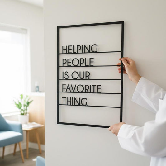 Modern Medical Office Decor, Minimalist Healthcare Metal Sign - BlackIvyCraft