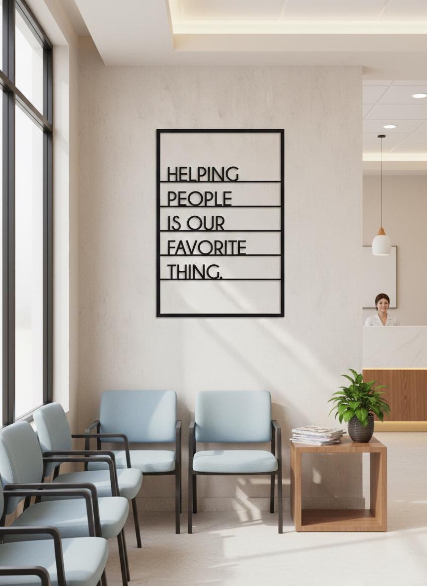 Modern Medical Office Decor, Minimalist Healthcare Metal Sign - BlackIvyCraft