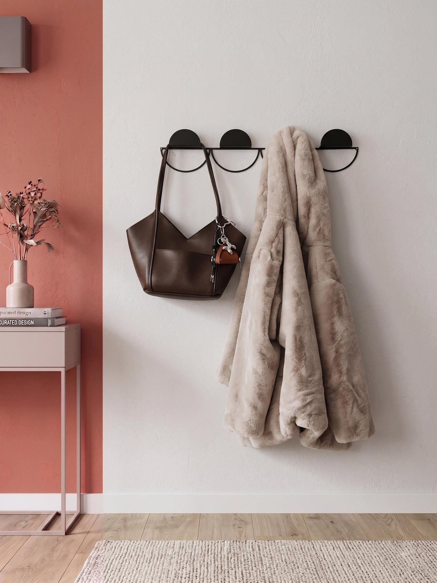 Modern Metal Wall Rack: Minimal Gold Coat Hooks, Accessory Rack - BlackIvyCraft
