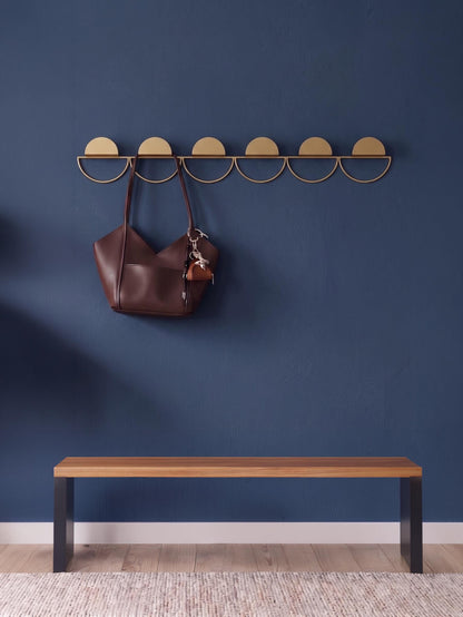Modern Metal Wall Rack: Minimal Gold Coat Hooks, Accessory Rack - BlackIvyCraft