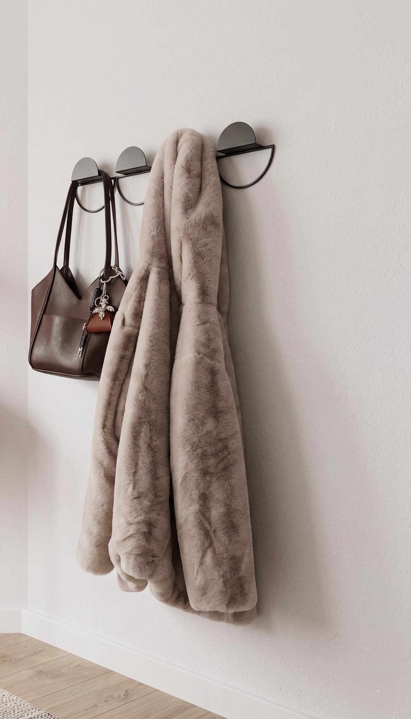 Modern Metal Wall Rack: Minimal Gold Coat Hooks, Accessory Rack - BlackIvyCraft