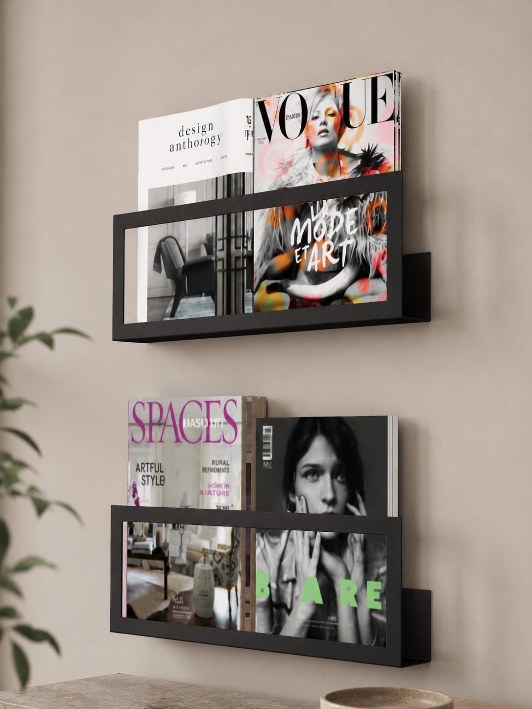 Minimalist Wall-Mounted Magazine Rack – Metal Bookshelf, Vinyl Display Shelf - BlackIvyCraft