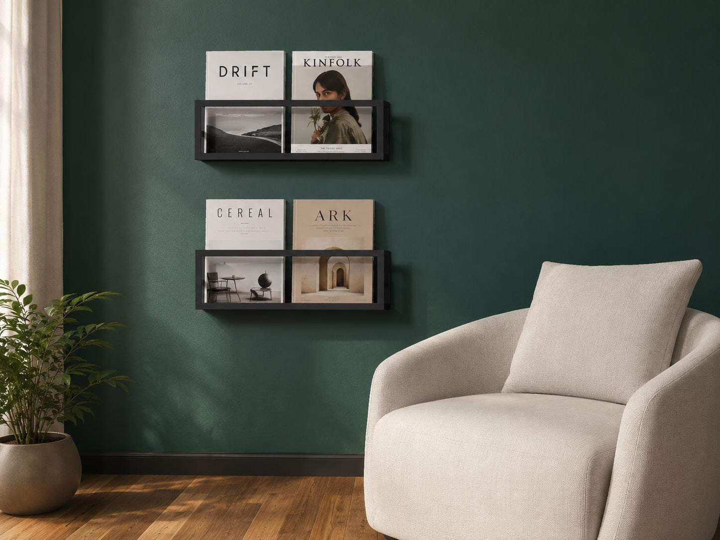 Minimalist Wall-Mounted Magazine Rack – Metal Bookshelf, Vinyl Display Shelf - BlackIvyCraft