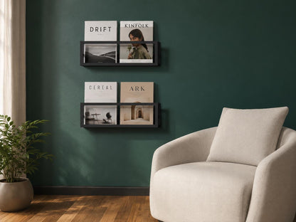 Minimalist Wall-Mounted Magazine Rack – Metal Bookshelf, Vinyl Display Shelf - BlackIvyCraft