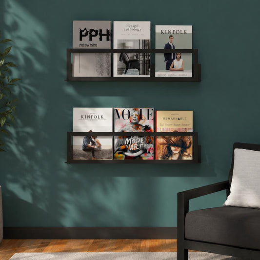 Minimalist Wall-Mounted Magazine Rack – Metal Bookshelf, Vinyl Display Shelf - BlackIvyCraft
