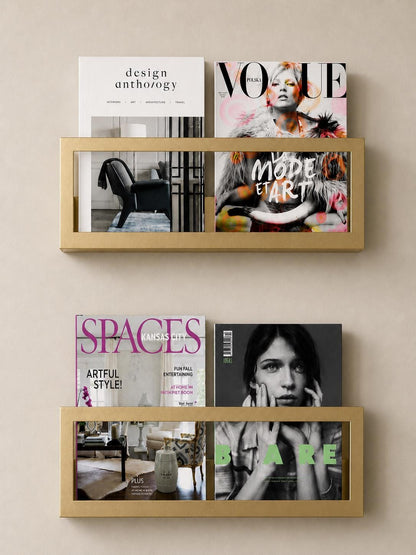 Minimalist Wall-Mounted Magazine Rack – Metal Bookshelf, Vinyl Display Shelf - BlackIvyCraft