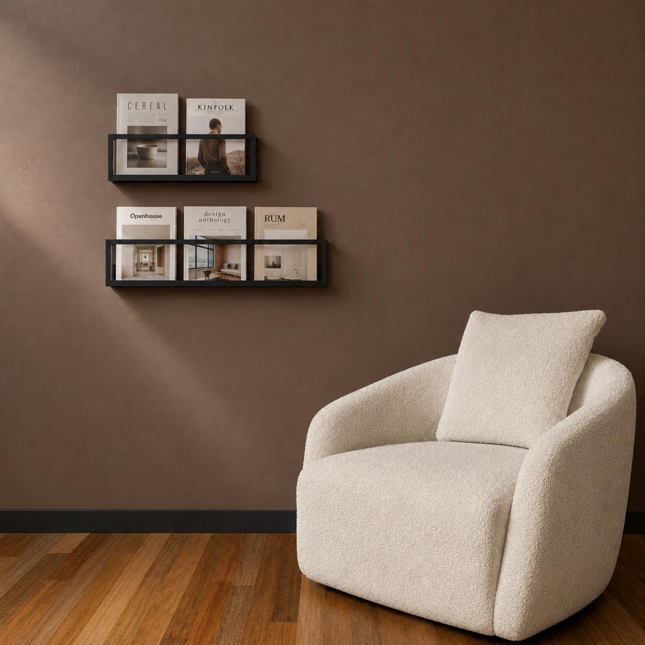 Minimalist Wall-Mounted Magazine Rack – Metal Bookshelf, Vinyl Display Shelf - BlackIvyCraft