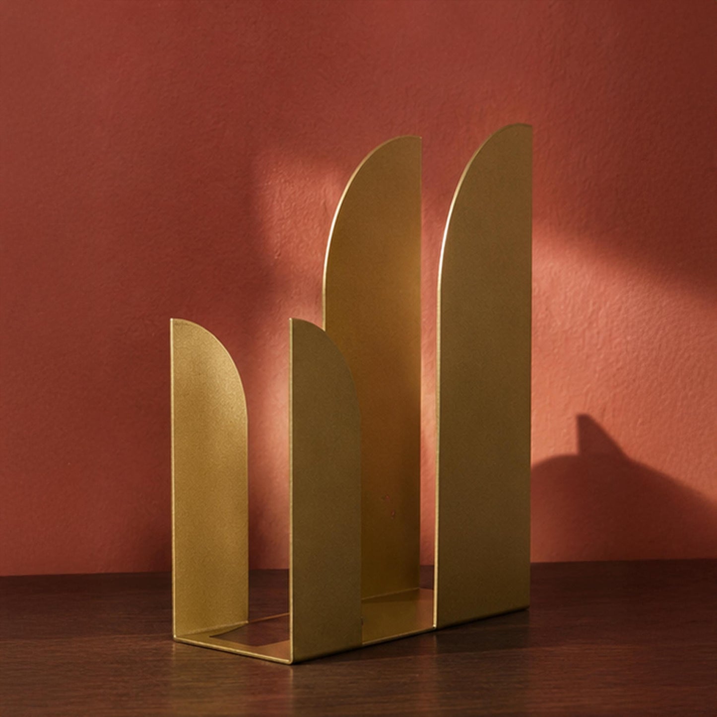 Freestanding Metal Magazine Holder, Gold Tabletop Brochure Holder, Modern Desktop Organizer, Countertop Catalog Display for Office and Home - BlackIvyCraft