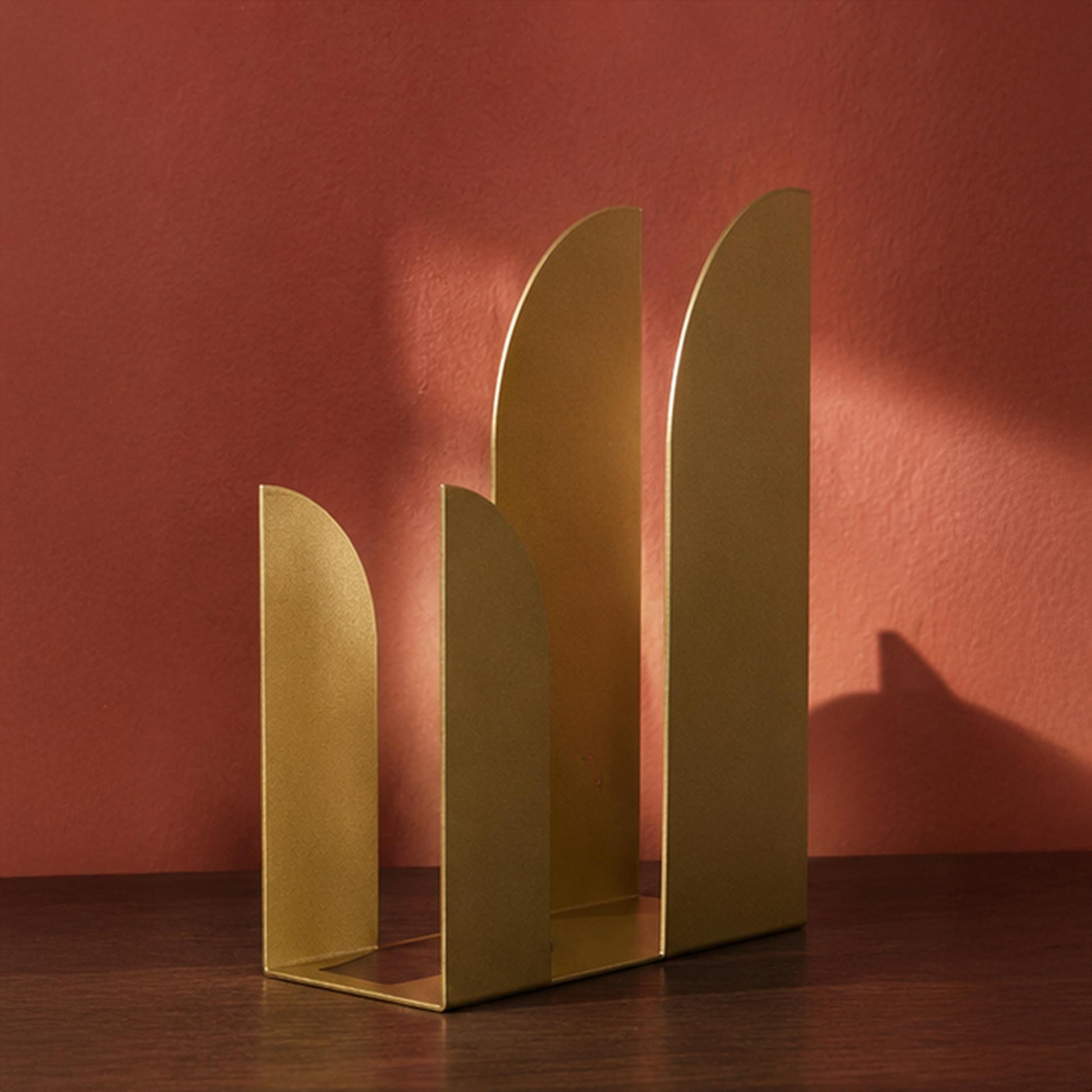 Freestanding Metal Magazine Holder, Gold Tabletop Brochure Holder, Modern Desktop Organizer, Countertop Catalog Display for Office and Home - BlackIvyCraft