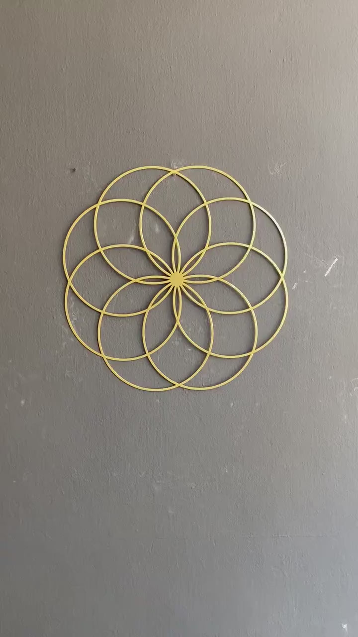 Sacred Geometry Metal Art, Gold Metal Wall Art, Yoga Studio Decor, Modern Mandala Wall Art