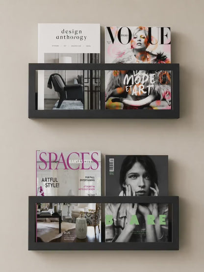 Minimalist Wall-Mounted Magazine Rack – Metal Bookshelf, Vinyl Display Shelf