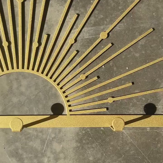 Sun Metal Coat Rack, Gold Wall Mounted Hanger, Entryway Coat Hanger, Metal Wall Hooks