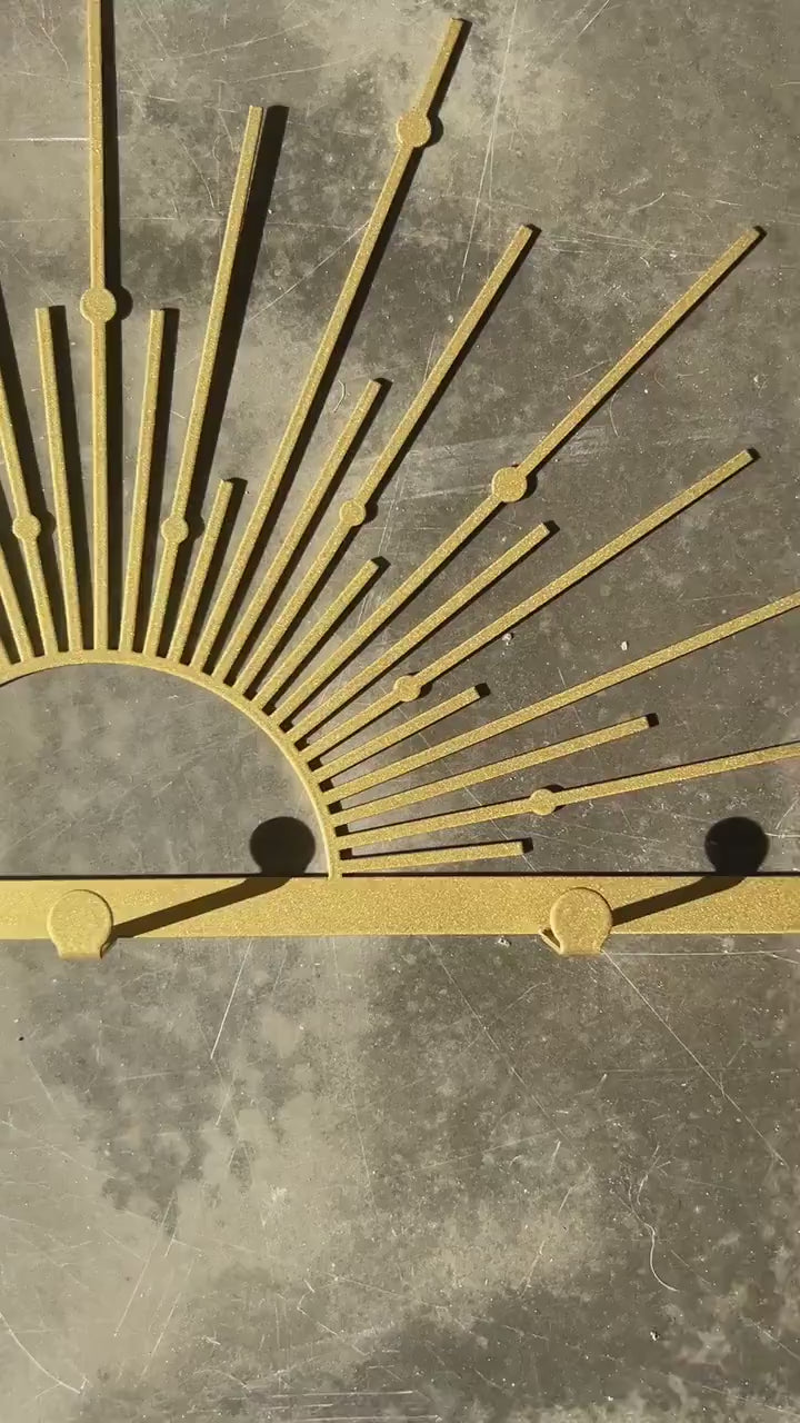 Sun Metal Coat Rack, Gold Wall Mounted Hanger, Entryway Coat Hanger, Metal Wall Hooks