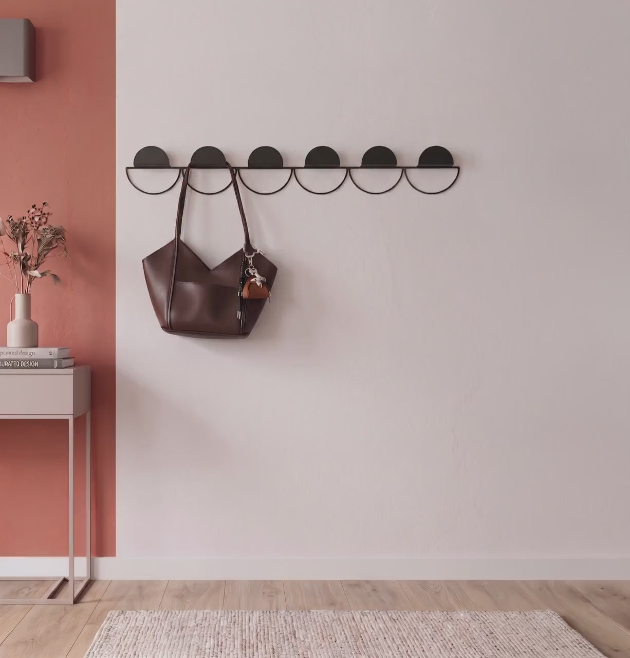Modern Metal Wall Rack: Minimal Gold Coat Hooks, Accessory Rack