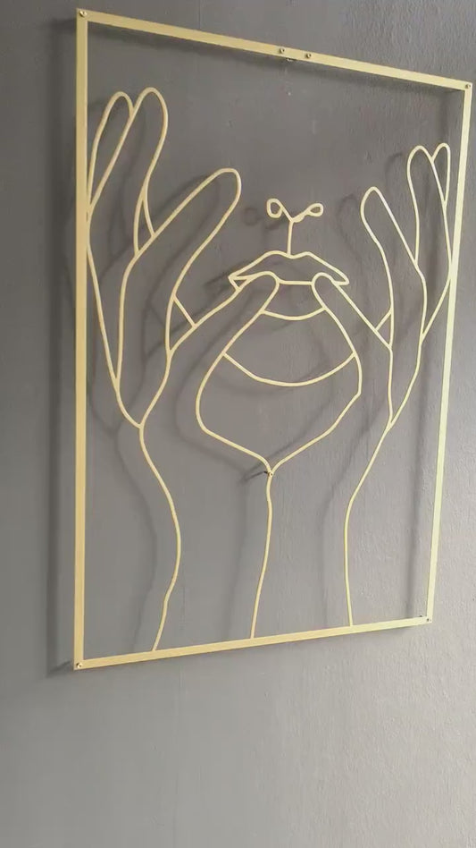 Hand On Face Gold Wall Art W193
