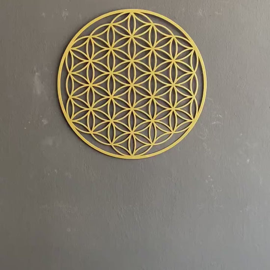 Flower of Life Metal Art, Sacred Geometry Wall Decor, Yoga Instructor Gift, Gold Metal Wall Art