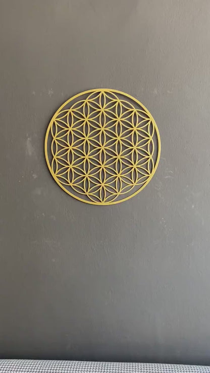 Flower of Life Metal Art, Sacred Geometry Wall Decor, Yoga Instructor Gift, Gold Metal Wall Art