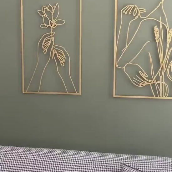 Gold Female Wall Decor Set, Minimal Living Room Decor, Female Body Art, Above Bed Decor, Unique Home Decor